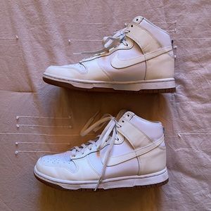 All White Nike Dunks High Up High Top Womens 10